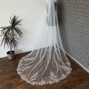 Wedding veil cathedral veil fingertip veil wedding veil lace leaf veil bridal veil chapel length veil long veil lace wedding veils for bride