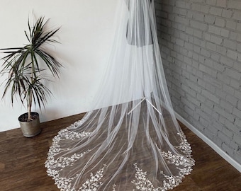 Wedding veil cathedral veil fingertip veil wedding veil lace leaf veil bridal veil chapel length veil long veil lace wedding veils for bride