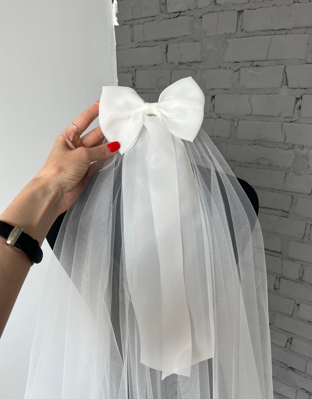 Bow With Veil Bridal Bow Wedding Veil Bow Veil Wedding Veil Etsy