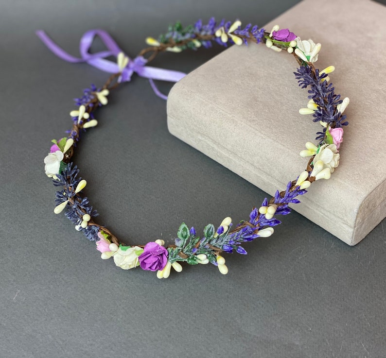 Lavender flower crown flower girl crown purple flower crown Etsy