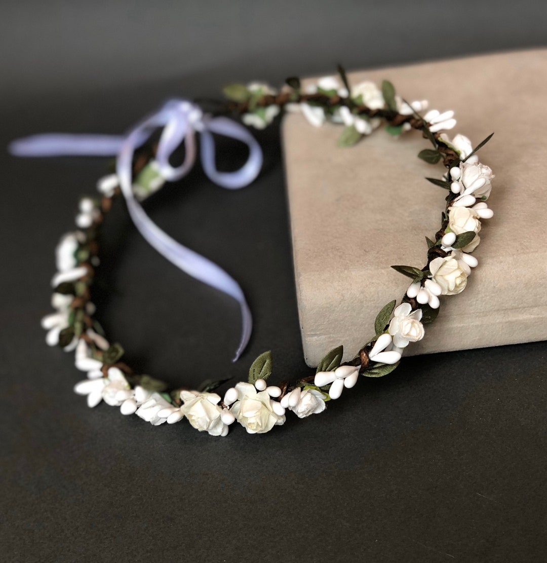 White Rose Flower Crown Wedding Flower Crown Baby Flower Crown Wedding Flower Headband Toddler