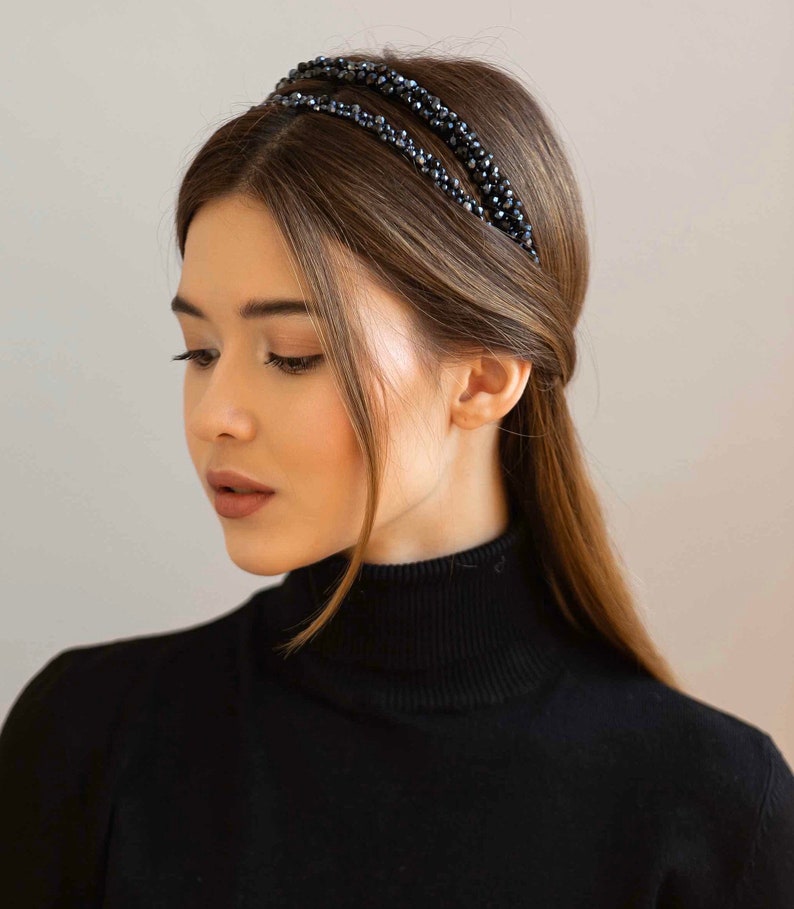 Silver beaded headbands for women wedding hair accessories Etsy