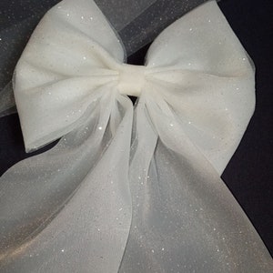 Hair bow glitter bridal bow hair wedding hair bow bride hair bow bridal hair bow barrette bow wedding bow for women bows for girls
