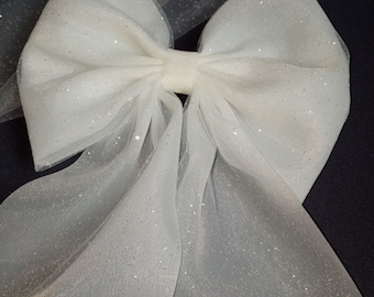 Hair bow glitter bridal bow hair wedding hair bow bride hair bow bridal hair bow barrette bow wedding bow for women bows for girls