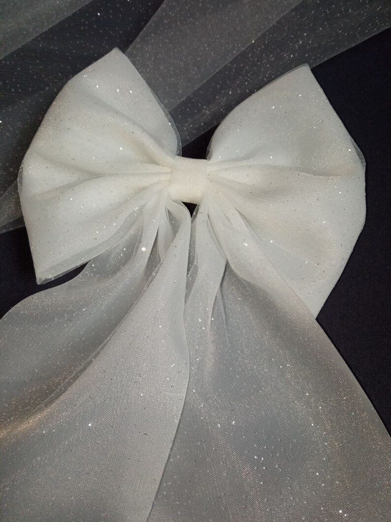 Hair Bow Glitter Bridal Bow Hair Wedding Hair Bow Bride Hair Etsy