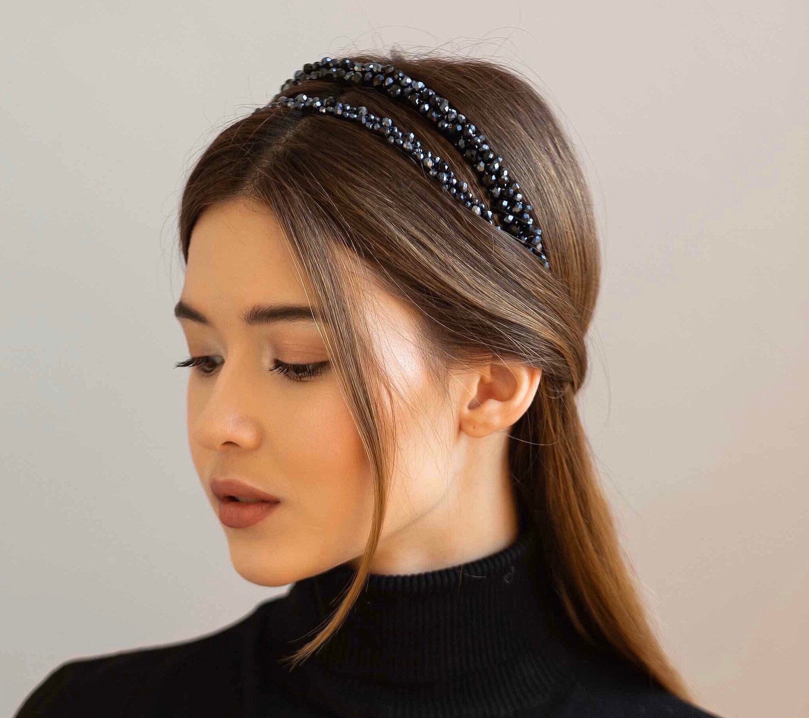 White jewelled headband for women wedding hair accessories Etsy