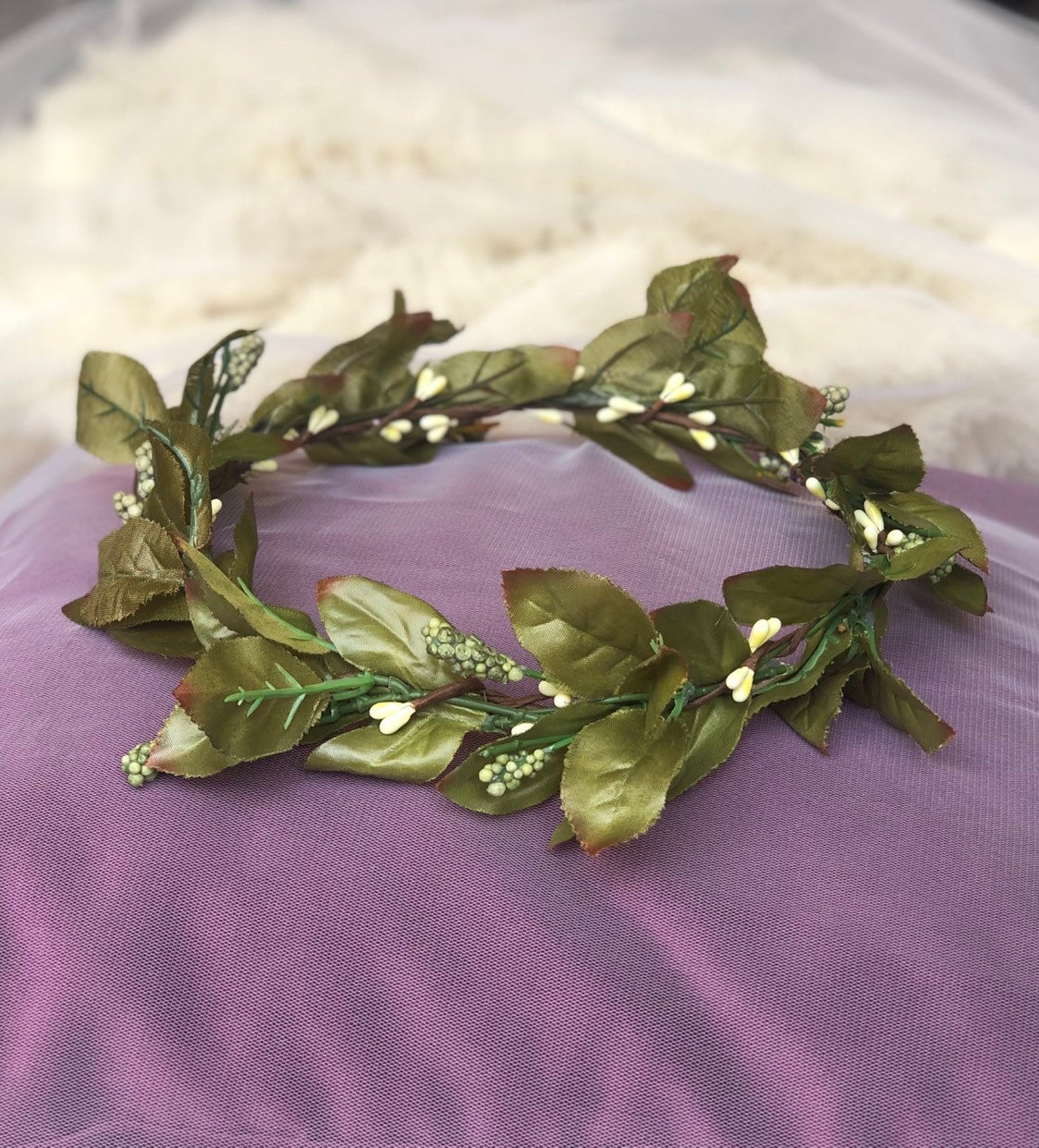 Green Flower Crown Wedding Flower Crown Greenery Crown Green Etsy