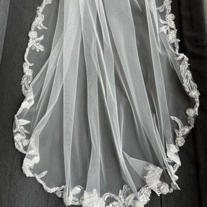 Veil lace edge veil wedding lace veil ivory beaded veil wedding fingertip veil bridal veil chapel length veil cathedral veil short veil boho
