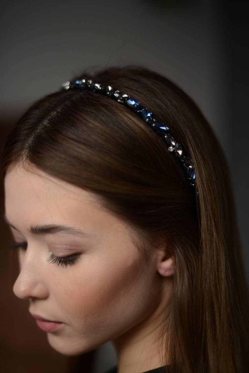 Black Headband Bridal Headpiece Tiara Beaded Headband for Women