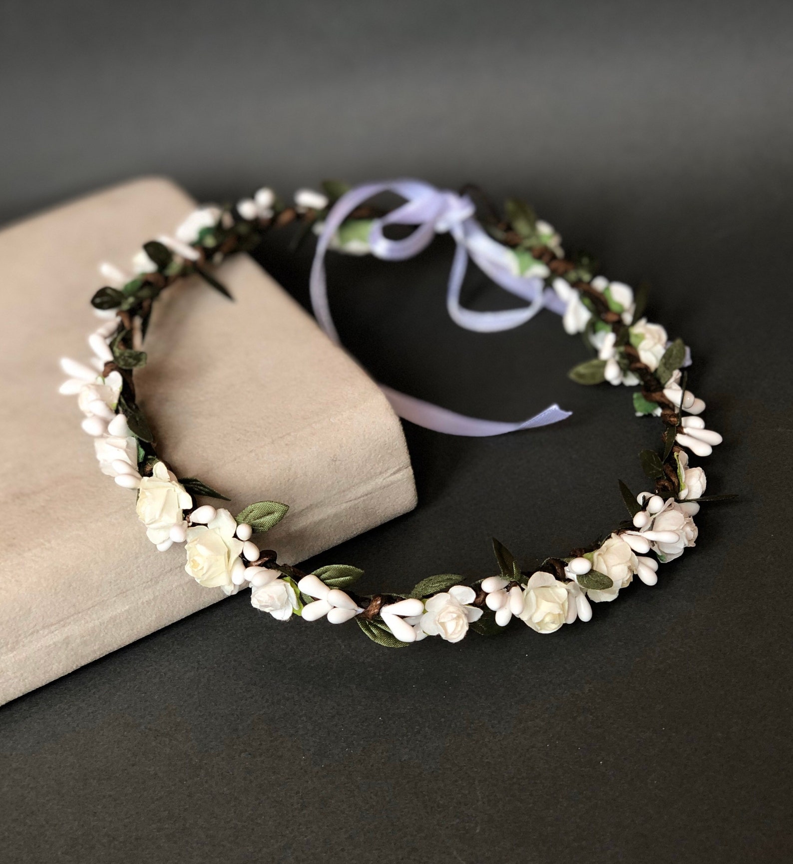 White Rose Flower Crown Wedding Flower Crown Baby Flower Crown Etsy