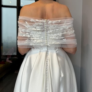 Wedding jacket coverups tulle wedding bolero topper shoulder cape wedding cape embroidery wedding shawl tulle cape wedding lace jacket