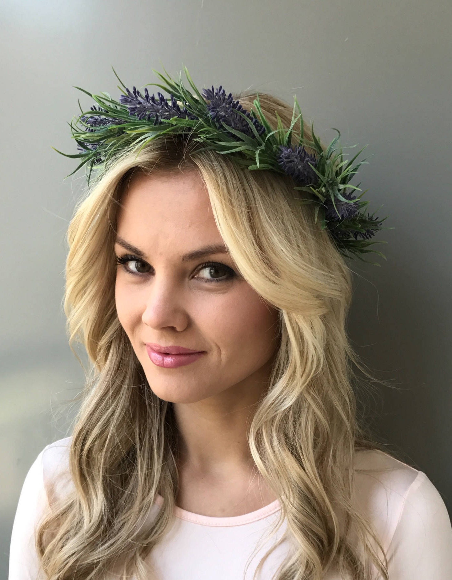 Purple Flower Crown Wedding Lavender Crown Wedding Crown Etsy