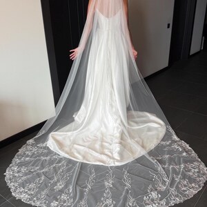 Schleier Stickmuster Hochzeitsschleier Kathedrale Hochzeitsschleier Spitzenschleier Hochzeitsschleier Brautschleier kapellenlang Schleier bestickt