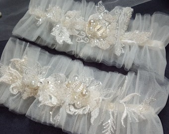 Ivory garter for bride lace wedding garter lace boho bridal garter lace garter beaded garter for wedding hairtie bride garter with pearls