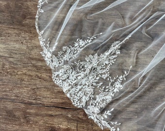 Wedding veil lace chapel bridal veil tulle with lace veil wedding cathedral veil short wedding veil chapel length fingertip veils waltz