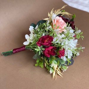 Bridal bouquet wedding bouquet white burgundy bouquet bridesmaids dusty rose bouquets wedding bouquet boho flowers faux bouquet for bride