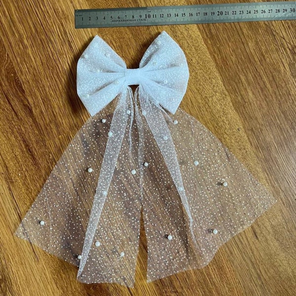 Pearl Hair Bow Etsy