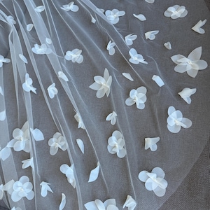Veil 3d flowers veil floral cathedral veil long wedding veil with flowers floor veil flowers bridal flower pearls veil short floral veil