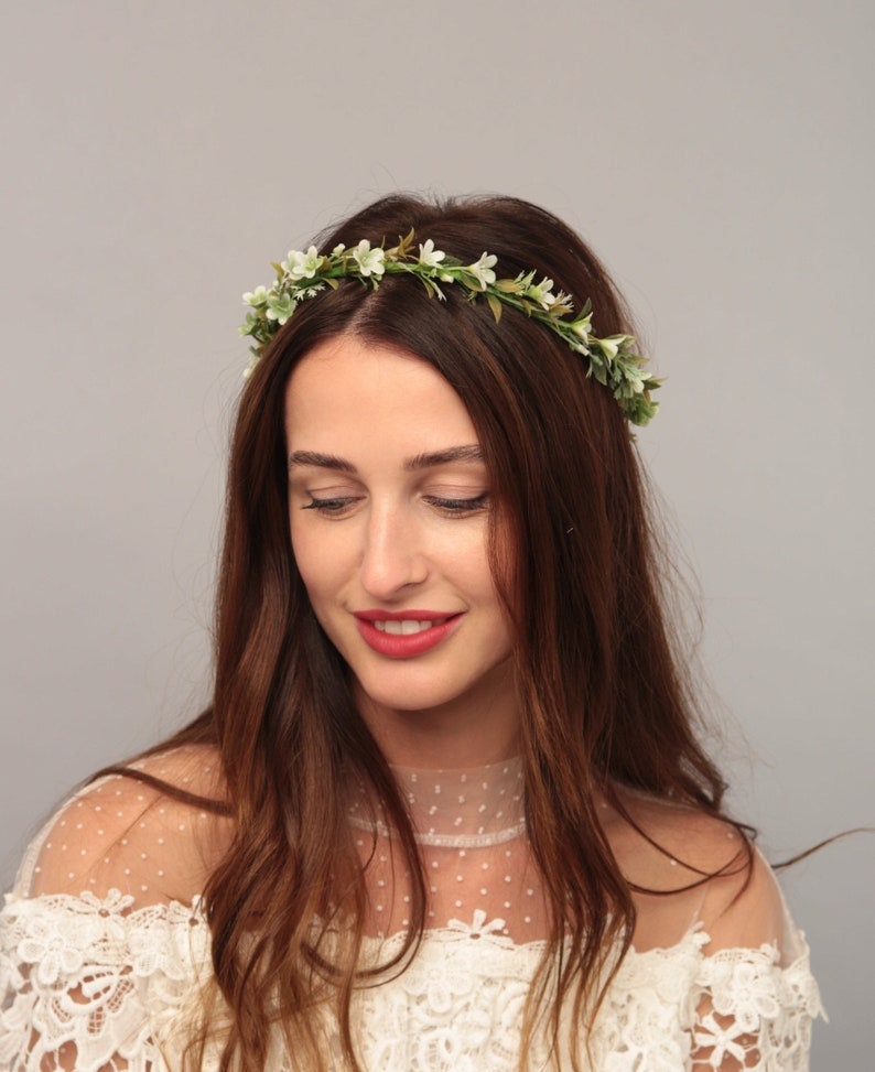 Green Flower Crown Bridal Floral Crown Wedding Head Piece for Etsy