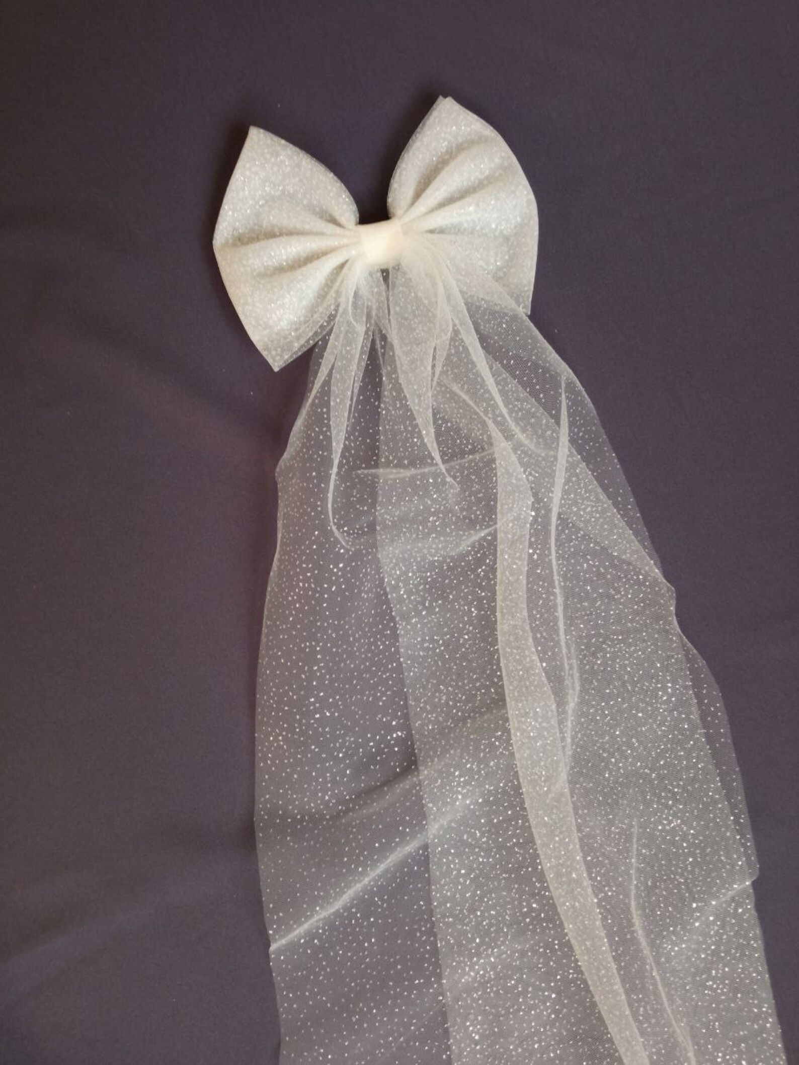 Bridal Hair Bow Glitter Ivory Bow Hair Wedding Hair Bow Bride Etsy