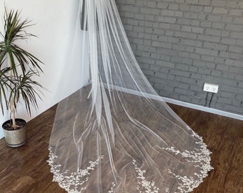 Wedding veil short floor veil wedding lace bridal veil lace  veil chapel length veil fingertip veil lace wedding veils long for bride boho