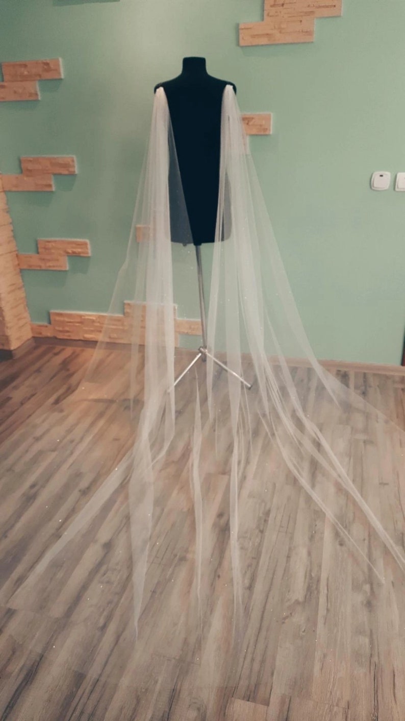 Bridal Cape Veil Bridal Veil Long Veil Cape Sparkle Veil Etsy