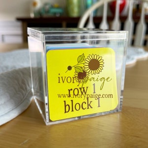 Quilt Block Row Markers Plastic or Paper Cardstock With Holes For Pins With Acrylic Storage Box