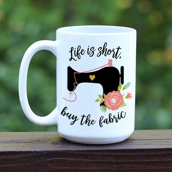 Sewing Gifts Happiness Is Fabric Mug Sewing Coffee Mug Funny Sewing Mug