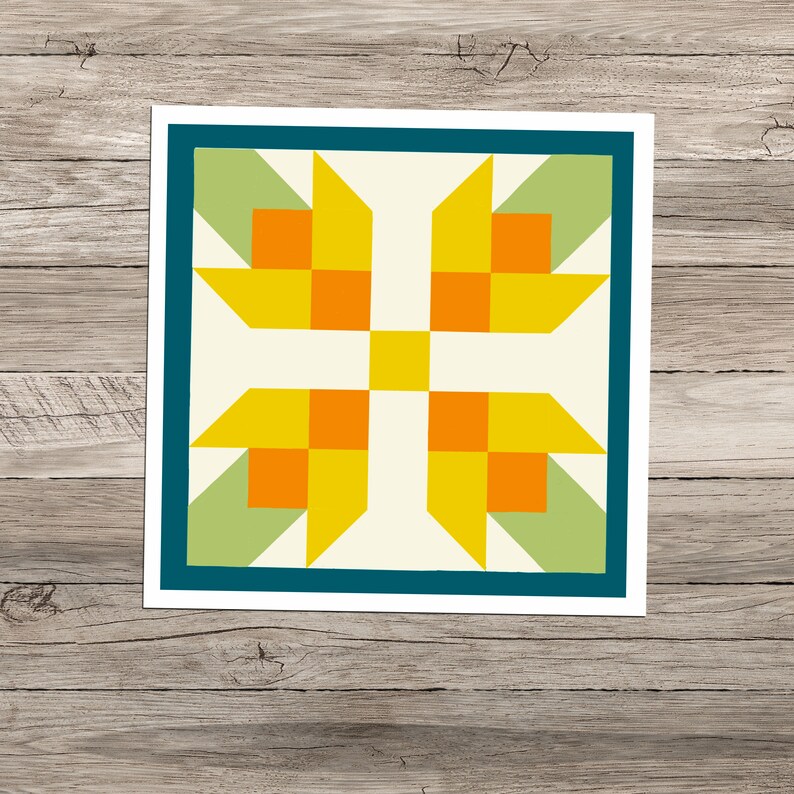 Yellow Barn Quilt Craft Stickers for Laptop, Water Bottle, Quilters