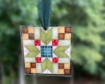 Quilt Block Star Christmas Ornament, Sun Catcher, Gift For Quilter