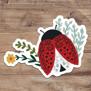 Boho Floral Ladybug Sticker