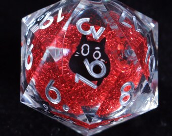 Black Cat Liquid Core Resin Dice Set,Sharp Edge DND Dice, Black Cat Resin Dice, RPG Dice Set, DM Gifts, Dungeons and Dragons