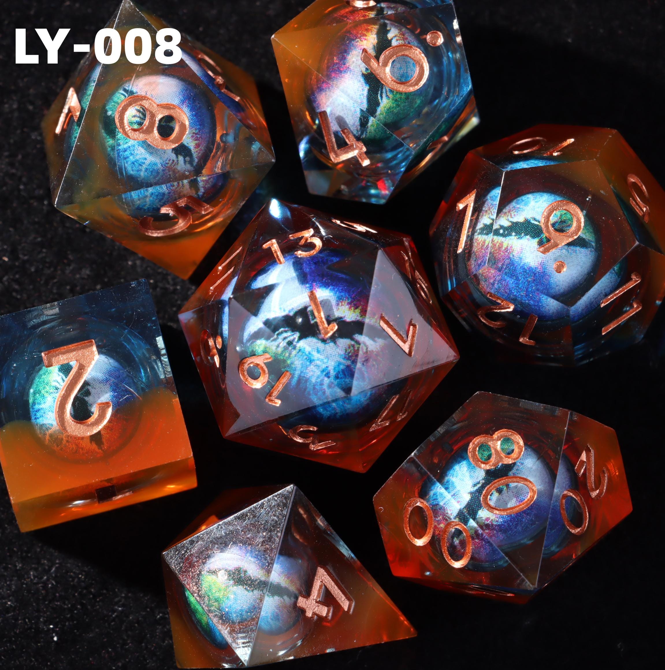 HAOMEJA D&D Lot de 7 dés DND en résine œil de dragon à bords tranchants pour HAOMEJA D&D Lot de 7 dés DND en résine œil de dragon à bords tranchants pour