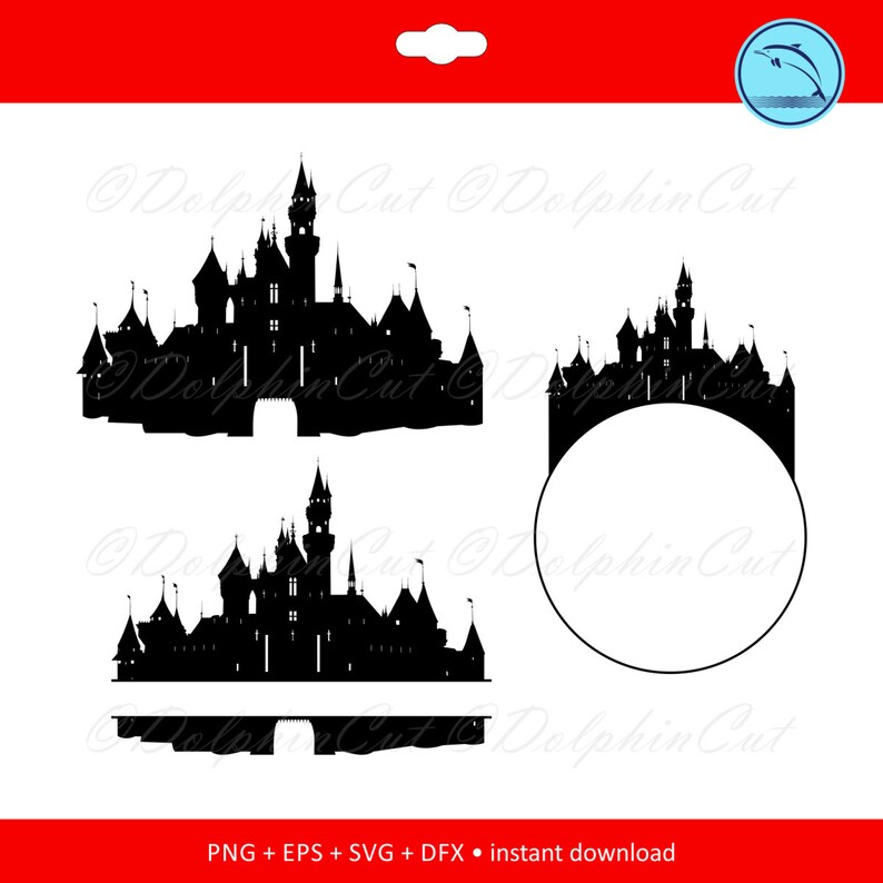 Download Digital Clipart Disney Castles Monogram silhouette for | Etsy