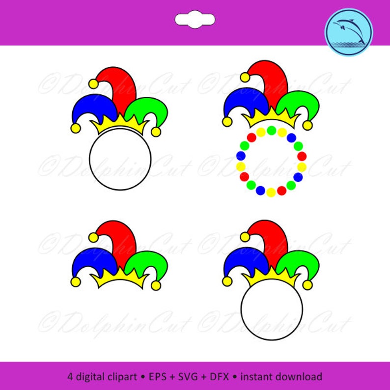 Download Jester Crown Frame Circle silhouette for cutting picture ...