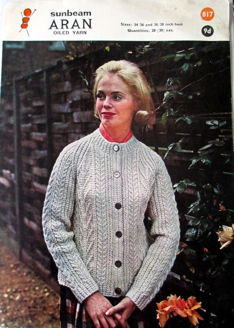 Pattern for Ladies Aran Lumber Jacket Vintage Pattern for Etsy