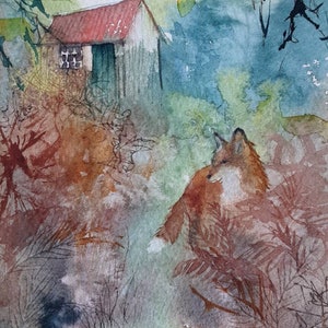 Hideaway, original little watercolour painting by Shari Hills