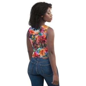 Crop Top Printed with Original “Vision” Artwork Abstract Patterned Tank Top for Women