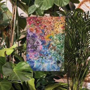 Pride Garden Flag Printed with Original Sticker Collage Design of Rainbow Colors for LGBTQ+