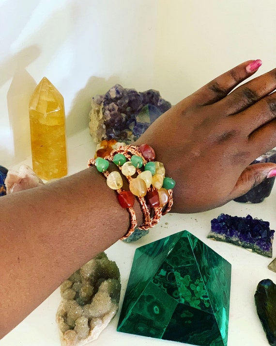 5pc Gemstone Bangle Cuff Set