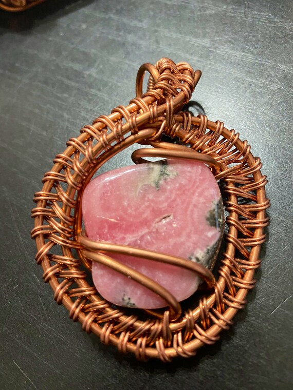Rhodochrosite Creativity Weave Pendant