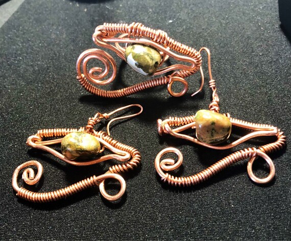 Copper Earring and Ring Set