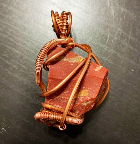 Raw Red Jasper Energy Wrap Pendant