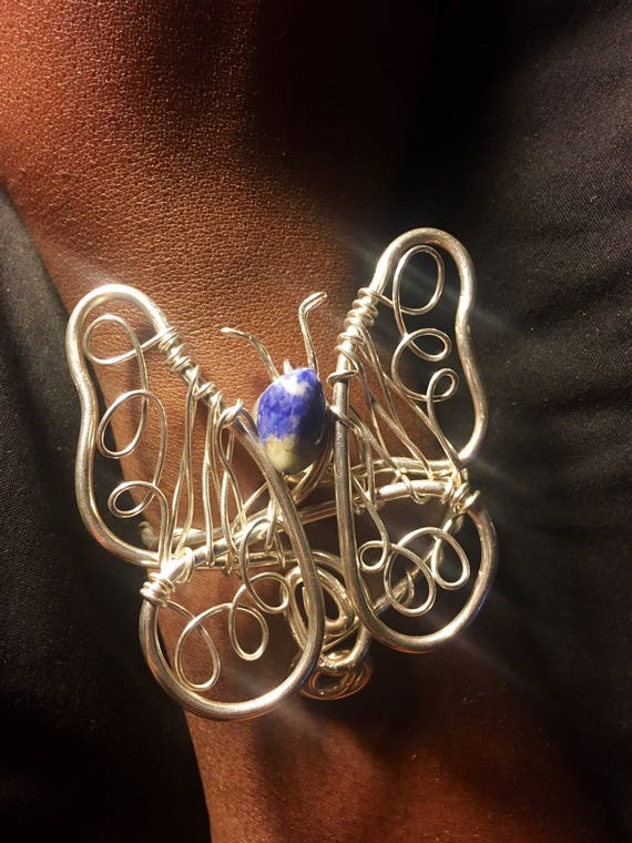 Large Sterling Silver Butterfly Bracelet