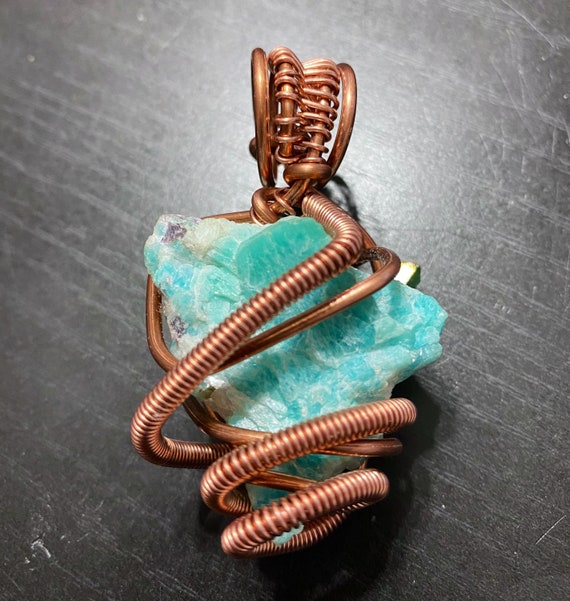 Raw Amazonite Energy Wrap Pendant