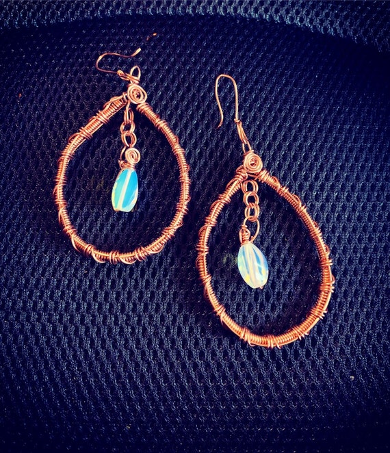 Gemstone Drop Hoops