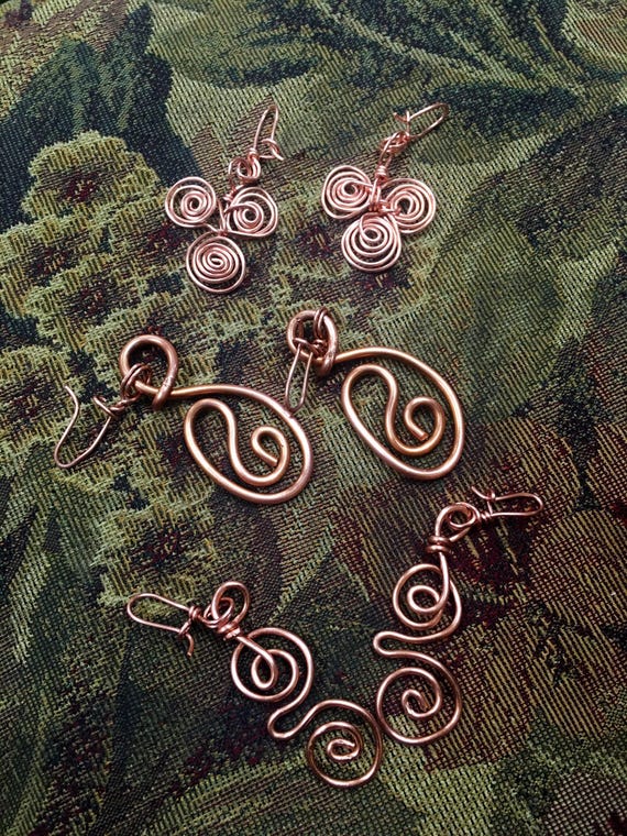 3 Pair Copper Earrings