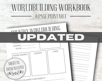 Worldbuilding Worksheet | Writing Template | NaNoWriMo | Writing Printable | Novel Planner | Fantasy Country Outline