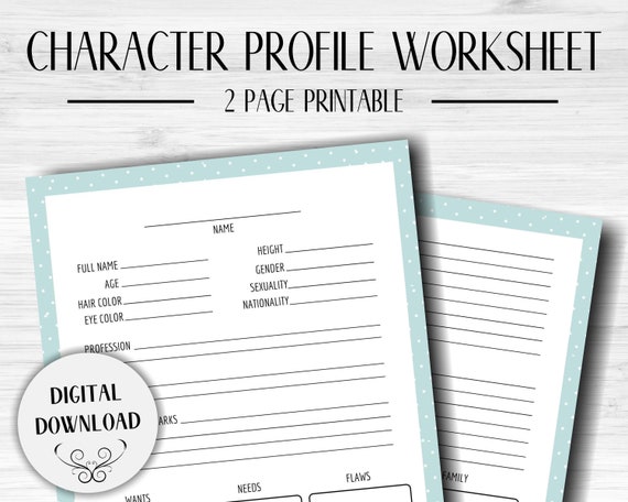 Character Profile Worksheet Writing Template Nanowrimo Etsy Canada