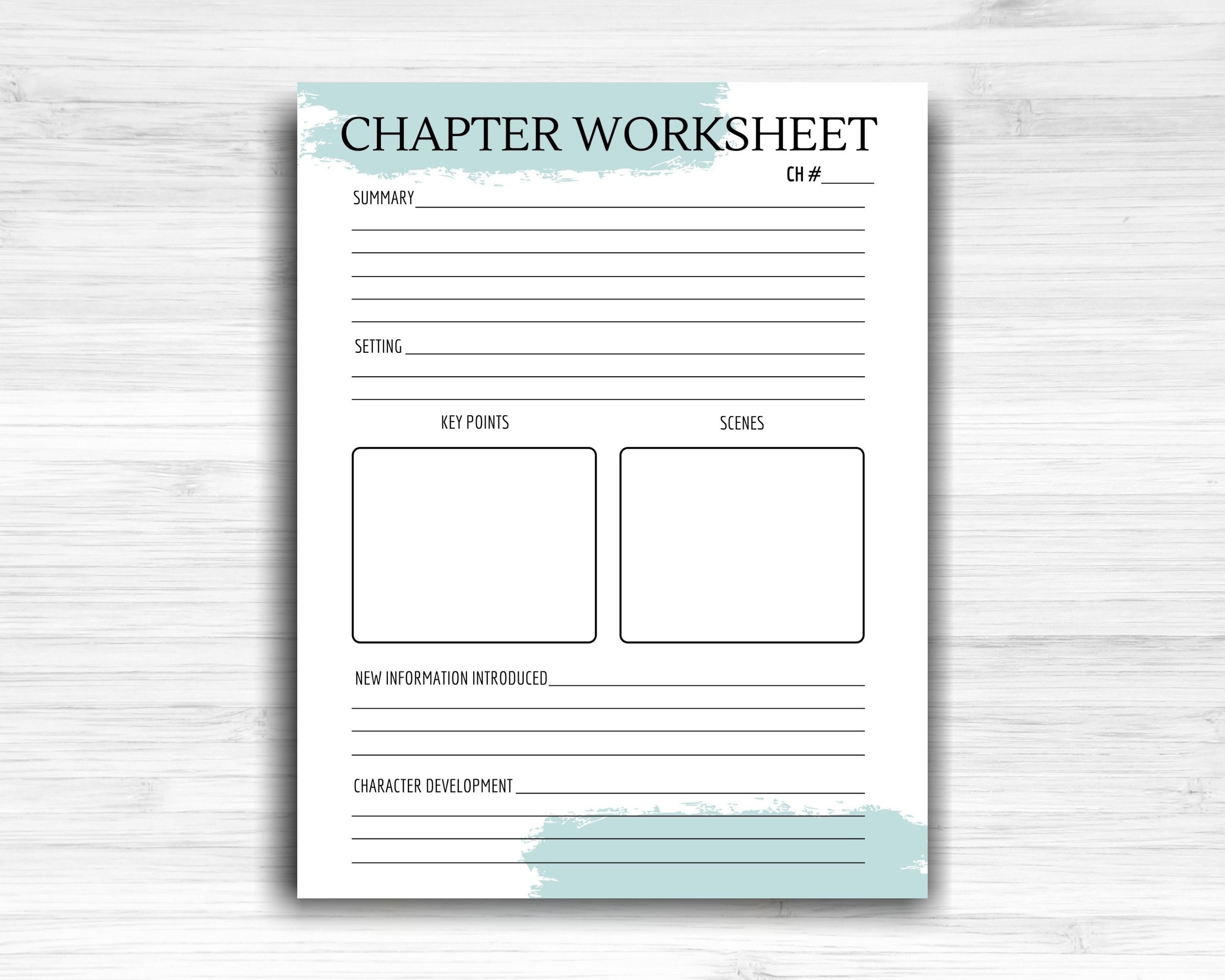 Chapter Blue Print Sheets 2 Page Chapter Organization Worksheet | Writing Template | Nanowrimo ...